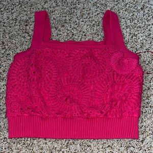House of Harlow Pink Crochet Knit Tank Top